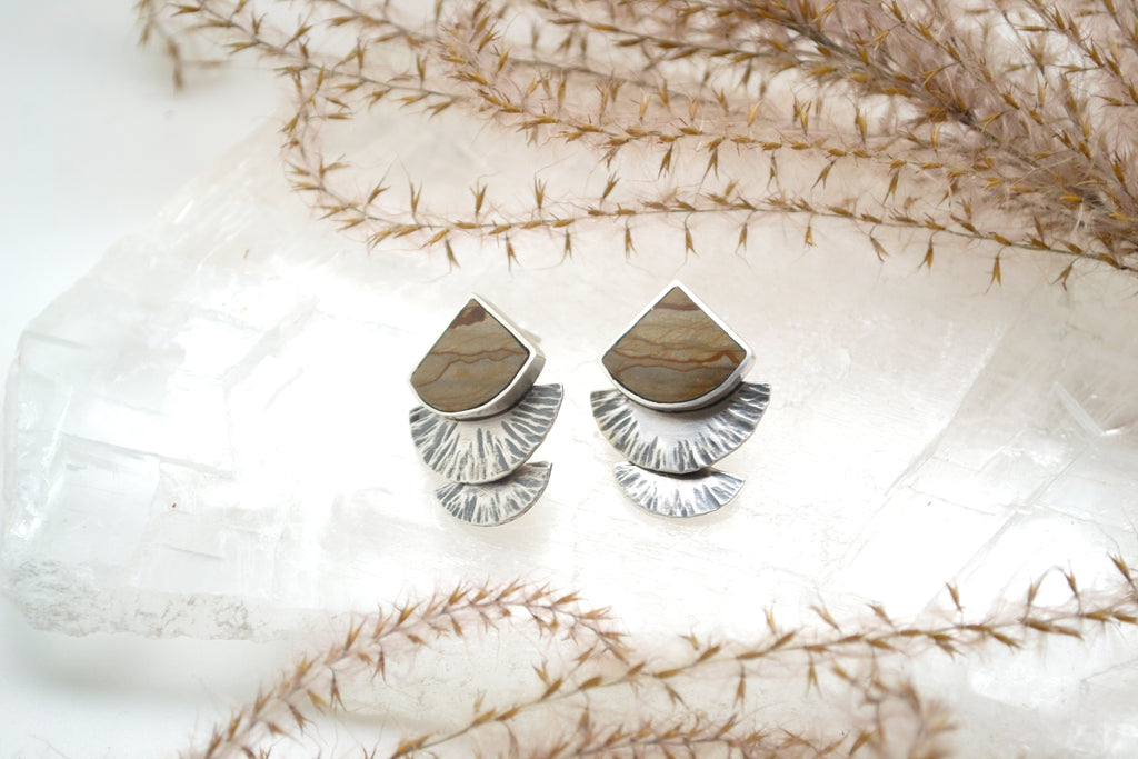 carmela earrings : landscape jasper : small