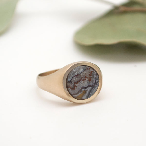 lunar ring : crazy lace : sz 7 : brass