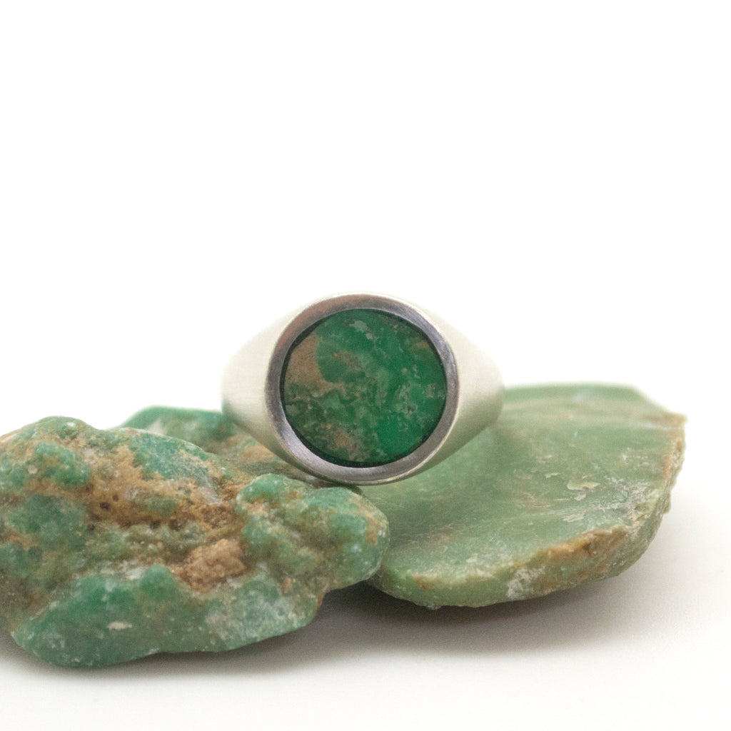 lunar ring : emerald turquoise : sz 7