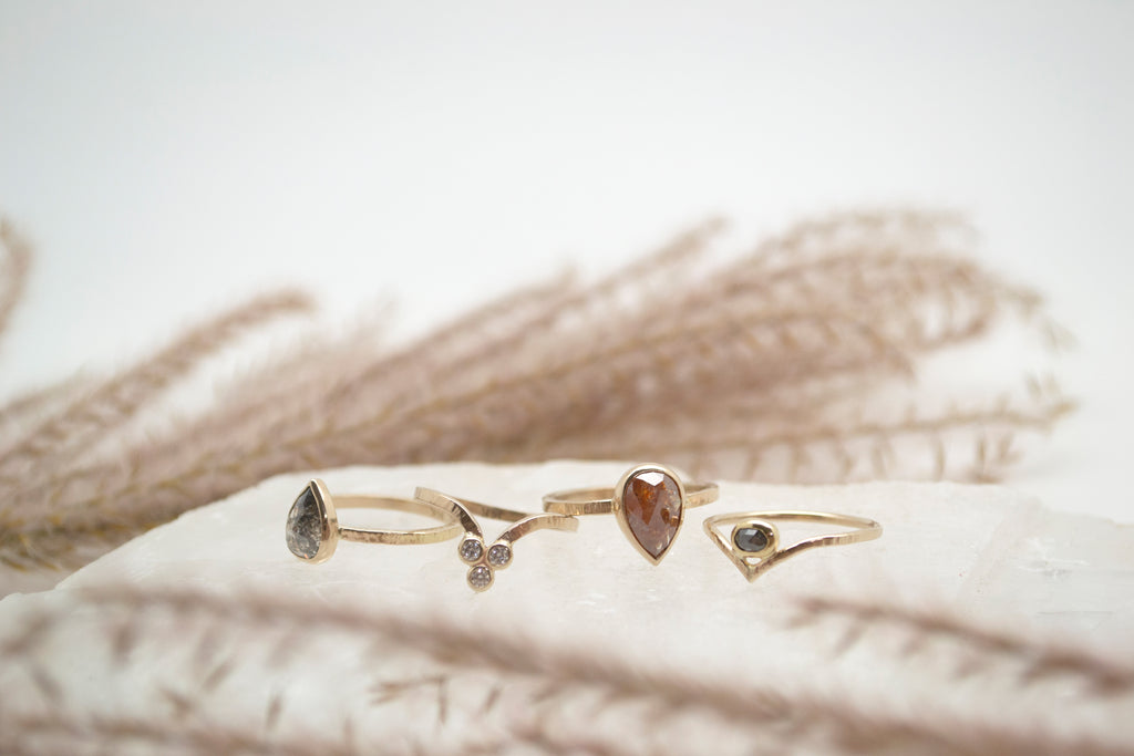 pear rose cut red diamond : 14k