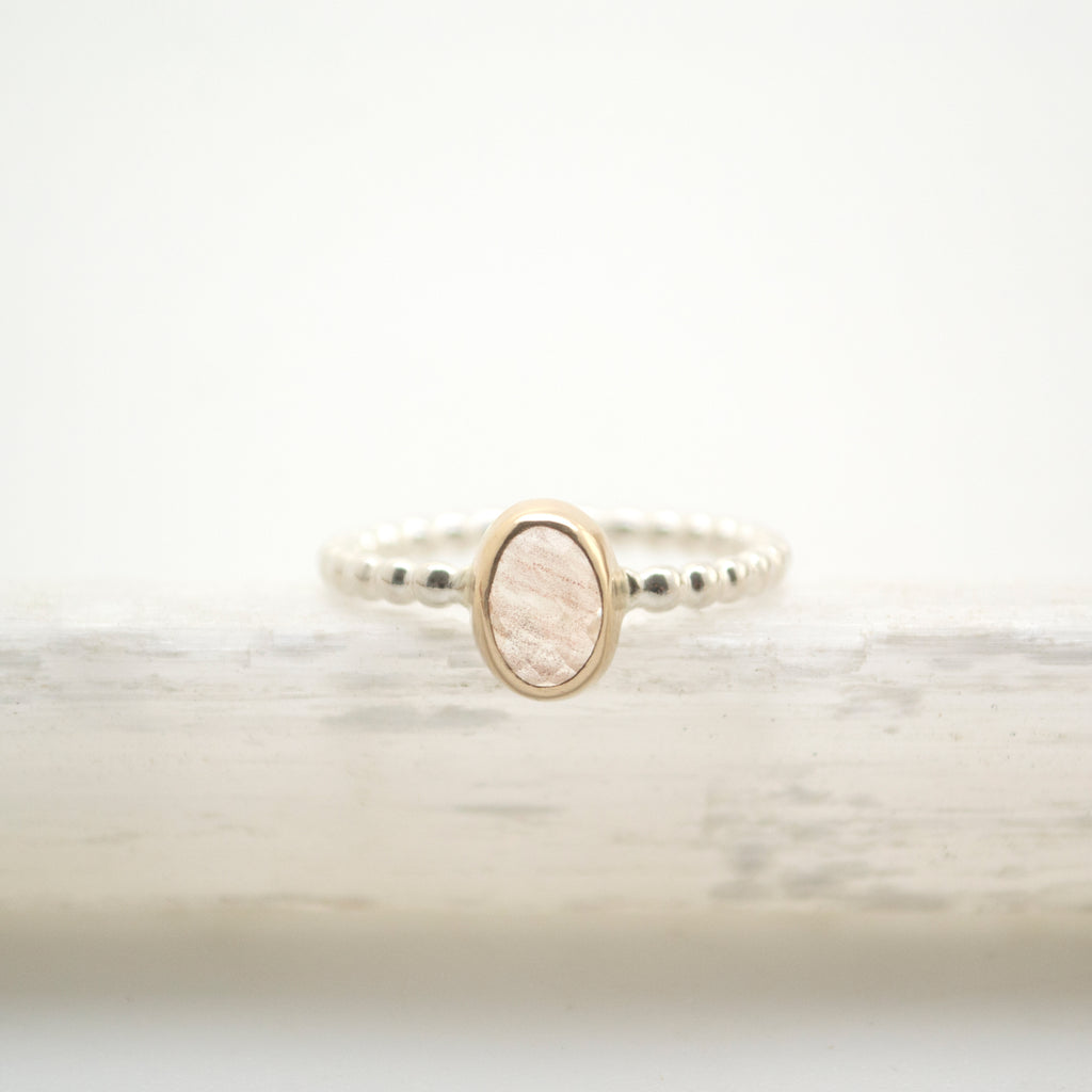 sunstone : 14k & SS