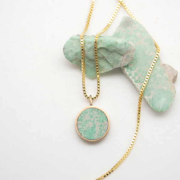 lunar necklace : variscite : brass